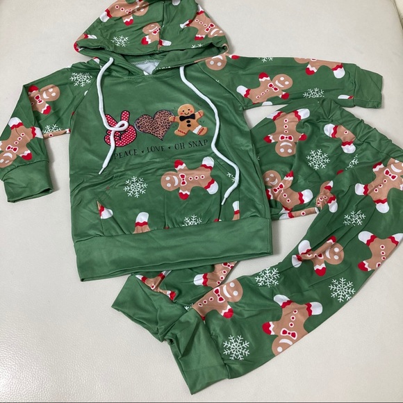 Christmas cute gingerbread hoodie pants set - Picture 2 of 5